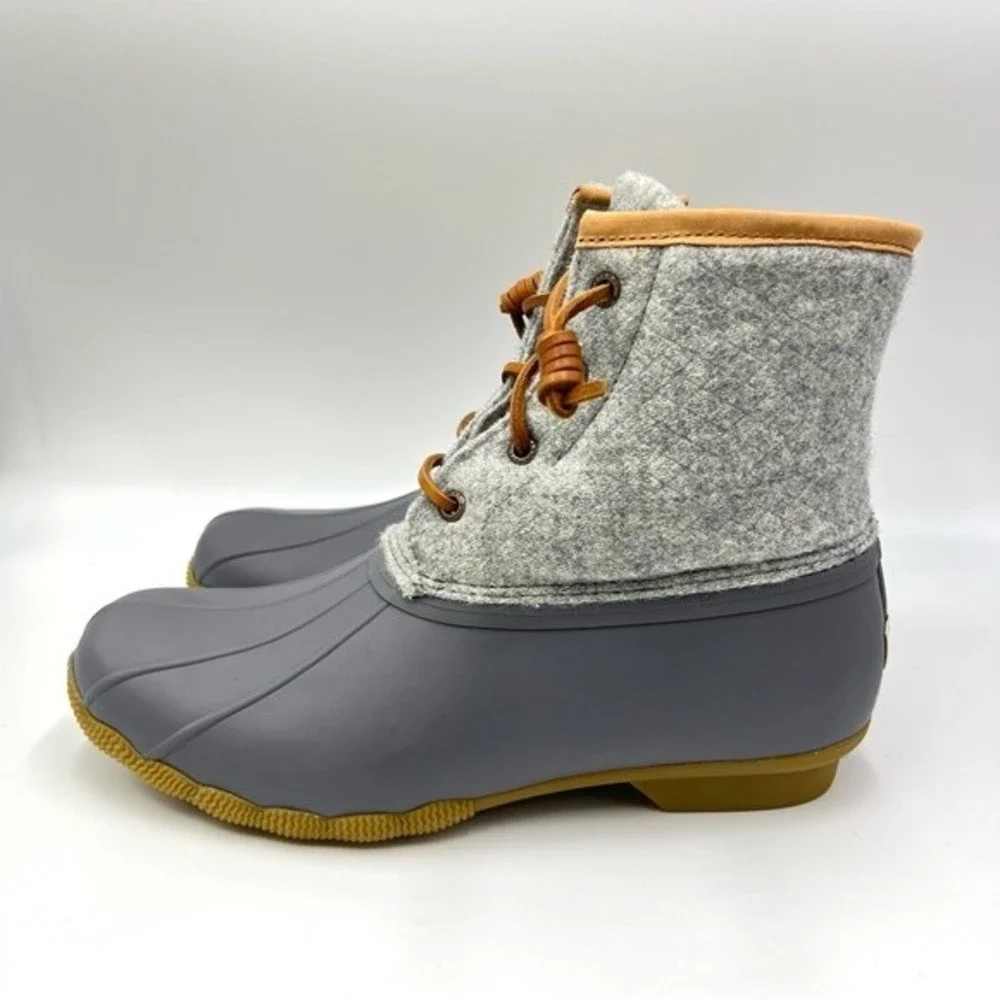 Sperry Womens Size 9.5 Saltwater‎ Grey Gray Wool Duck Boots STS82475